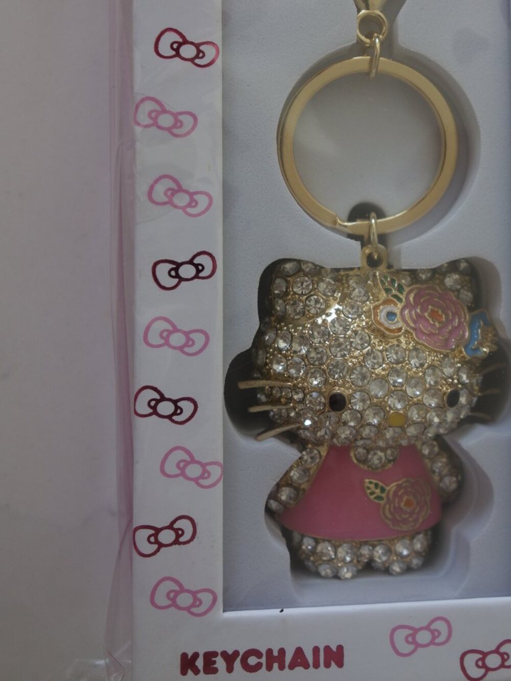 Sally Rose Hello Kitty Crystal Pavé Bag Charm Keychain Pink Dress Licensed Sanri